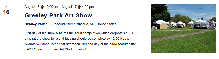 Nashua Art Show Details